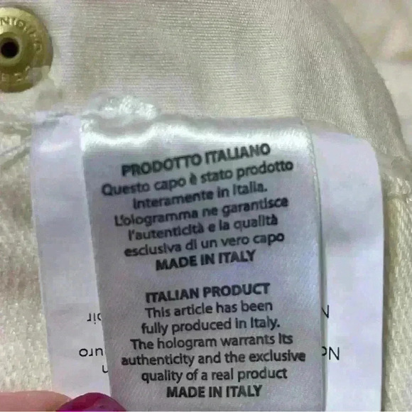 Dismero Vermoda Spa Jeans 30 Italy Ivory Mid Rise Stretch Women's Gold Details - Picture 11 of 16